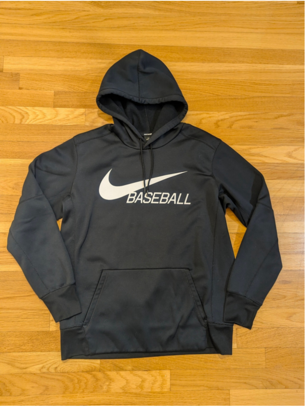 Nike Baseball Hoodie Sweatshirt Large - black w white logo - Picture 11 of 11